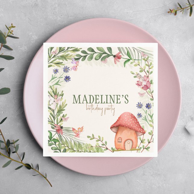  Fairy Enchanted Forest Mushroom Greenery Floral Napkin (Creator Uploaded)