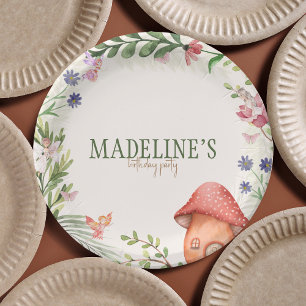 Fairy Enchanted Forest Mushroom Greenery Paper Plate