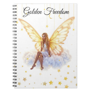 Fairy fantasy blonde girl cloud sitting magical notebook