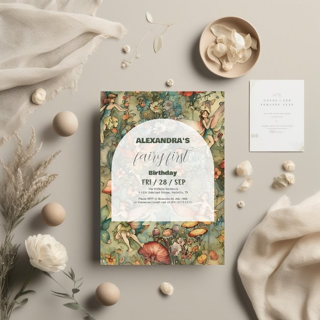 Fairy First 1st Birthday Enchanted Forest Invitation (Creator Uploaded)