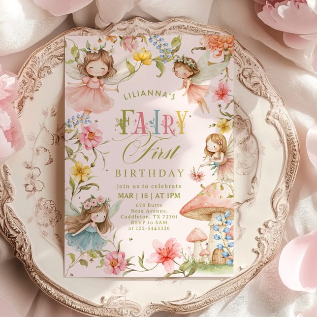 Fairy First 1st Birthday Enchanted garden Invitation (Creator Uploaded)