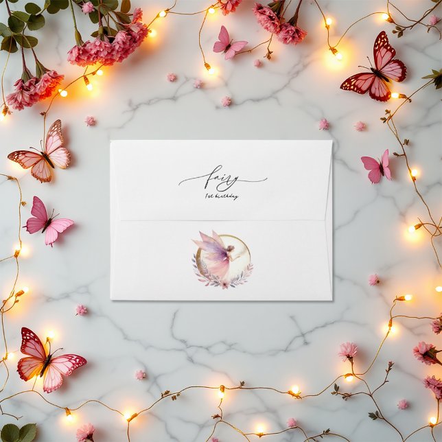 Fairy First 1st Birthday Party Envelope (Fairy First 1st Birthday Party Envelope)