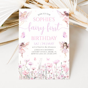 Fairy First 1st Birthday Party Invitation