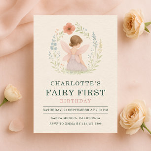 Fairy First 1st Birthday Party Invitation