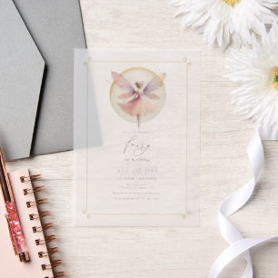 Fairy First 1st Birthday Party Vellum Invitations