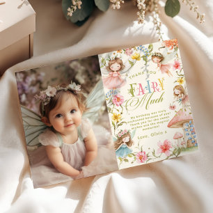Fairy First Birthday Colorful Thank you Fairy Much Invitation