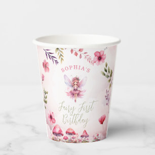 Fairy First Birthday Enchanted Forest Mushroom Paper Cups