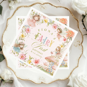 Fairy First Birthday Enchanted Garden Bright Napkin