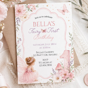 Fairy First Birthday Enchanted Garden Fairy Invitation