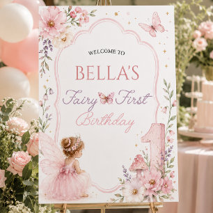 Fairy First Birthday Enchanted Garden Fairy Poster