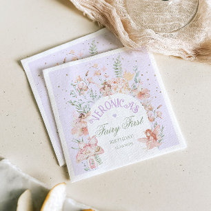 Fairy First Birthday Enchanted garden Lilac Napkin