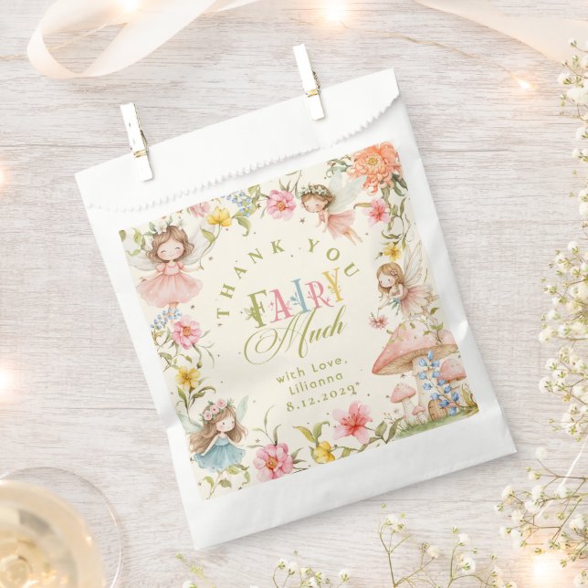 Fairy First Birthday Enchanted Garden Thank you Favour Bags (Clipped)
