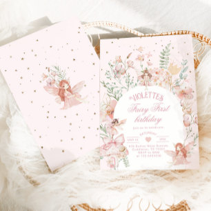 Fairy First Birthday Enchanted garden Whimsical Invitation
