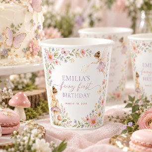 Fairy First Birthday Floral Garden Personalised Paper Cups