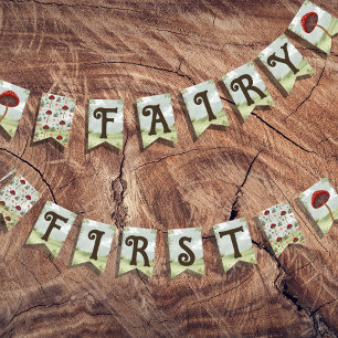 Fairy First Birthday Forest Garden Mushroom Bunting