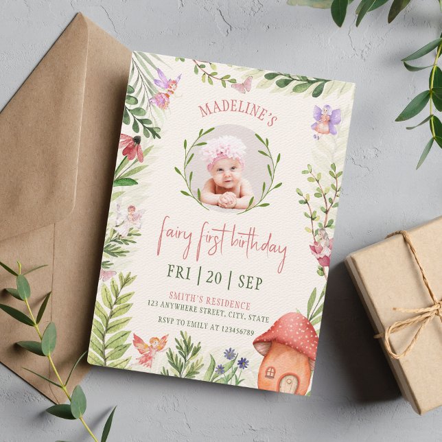 Fairy First Birthday Forest Mushroom Photo Invitation (Creator Uploaded)