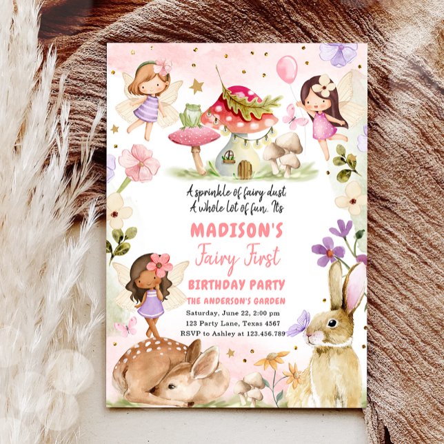 Fairy First Birthday Girl 1st Fairy Forest Magical Invitation (Creator Uploaded)