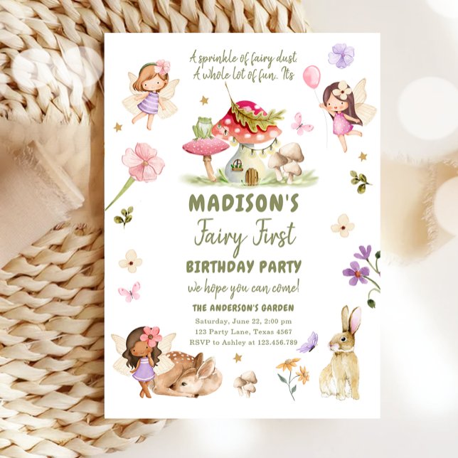 Fairy First Birthday Girl 1st Fairy Forest Magical Invitation (Creator Uploaded)