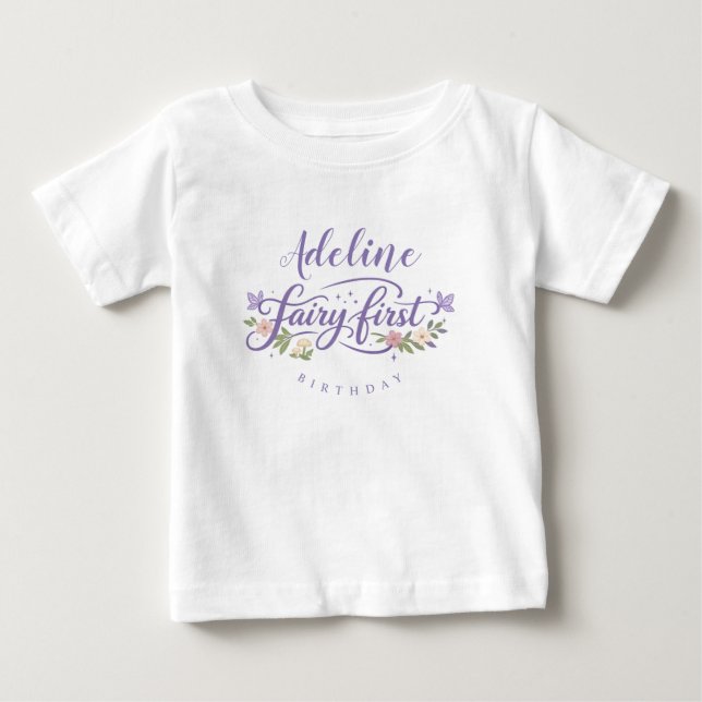 Fairy First Birthday Girl Baby T-Shirt (Front)