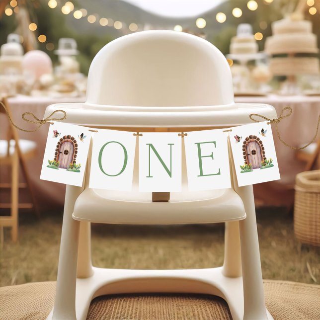 Fairy First Birthday, High Chair ONE Banner Invitation (Creator Uploaded)