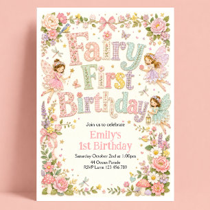 Fairy First Birthday Invitation