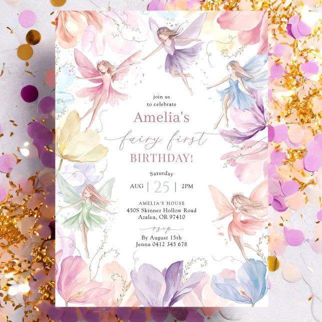 Fairy First Birthday Invitation, Fairy Invitation (Creator Uploaded)