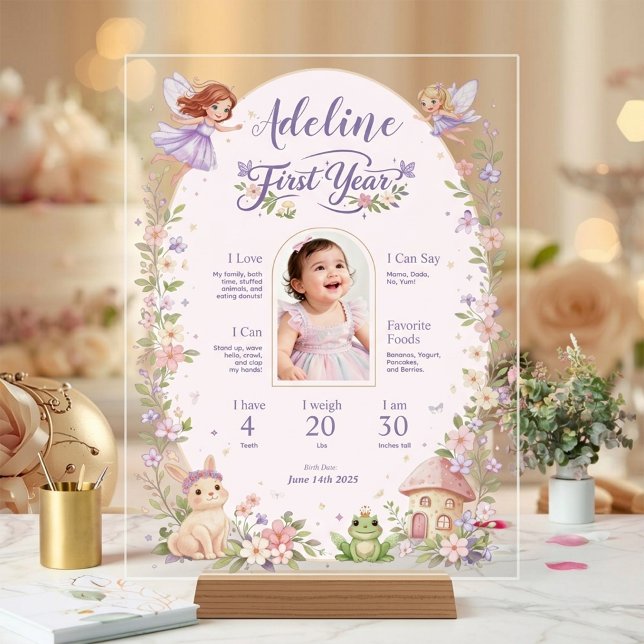 Fairy First Birthday Milestone Acrylic Welcome Sign (Creator Uploaded)