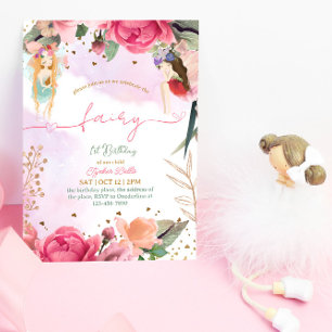 Fairy First Birthday Party Baby Girl  Invitation