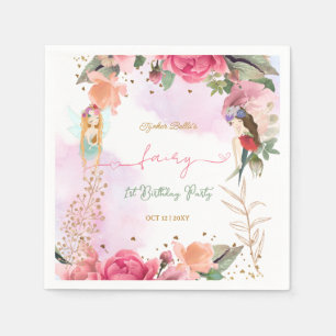 Fairy First Birthday Party Baby Girl Napkin