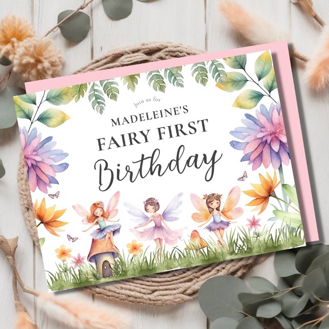 Fairy First Birthday Party Invitation Postcard (Creator Uploaded)
