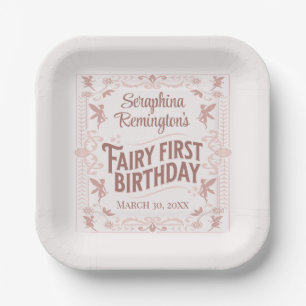Fairy First Birthday Pink Sweet Girls Bday Party Paper Plate