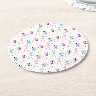 Fairy First Birthday Round Paper Coaster