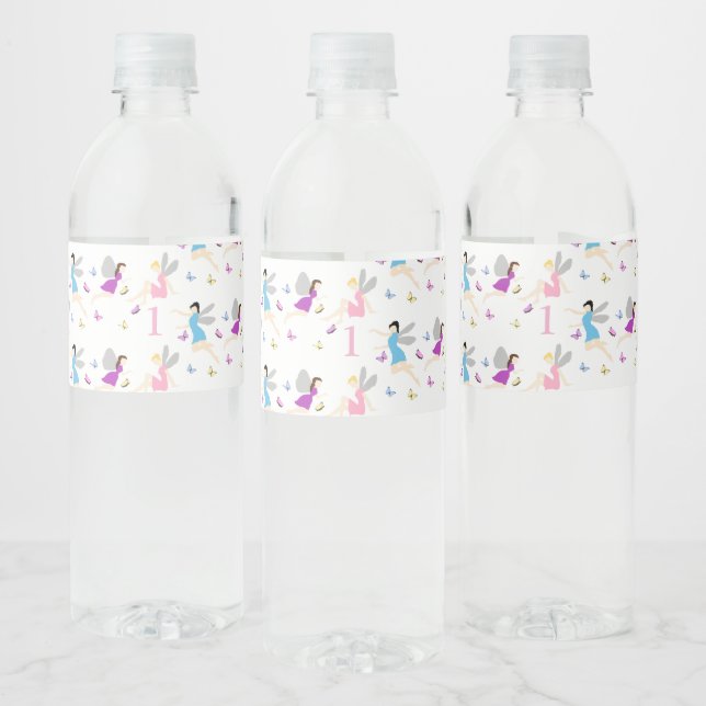 Fairy First Birthday Water Bottle Label (Bottles)