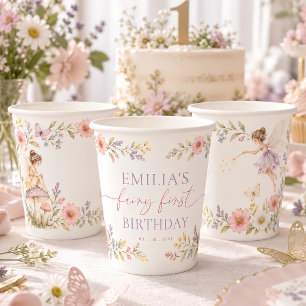 Fairy First Birthday Whimsical Floral Garden Party Paper Cups