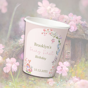 Fairy First Birthday Whimsical Mushroom Paper cup