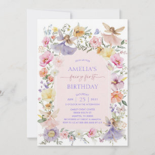 Fairy First Birthday Wildflower Garden Invitation
