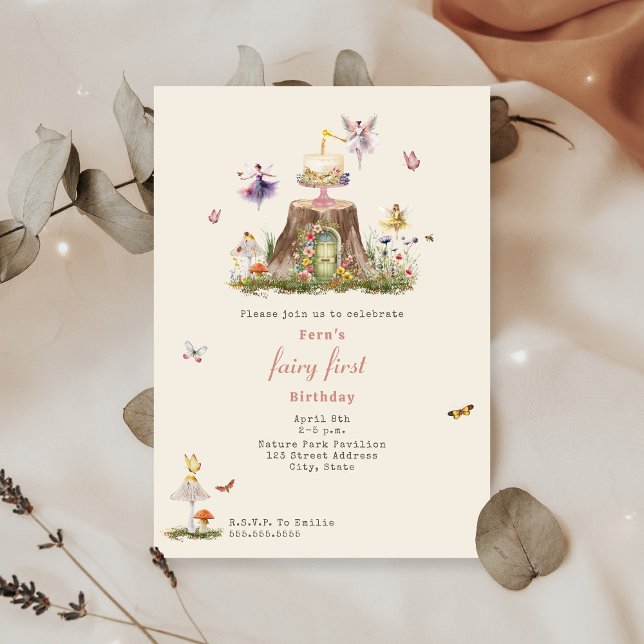 Fairy First Birthday Woodland Fairy Garden Invitation (Creator Uploaded)