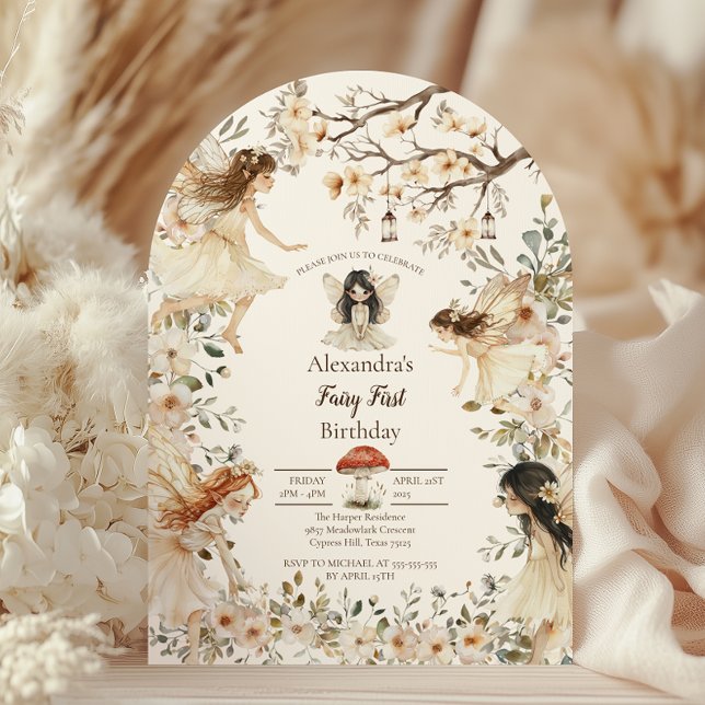 Fairy First Birthday Woodland Floral Invitation (Creator Uploaded)