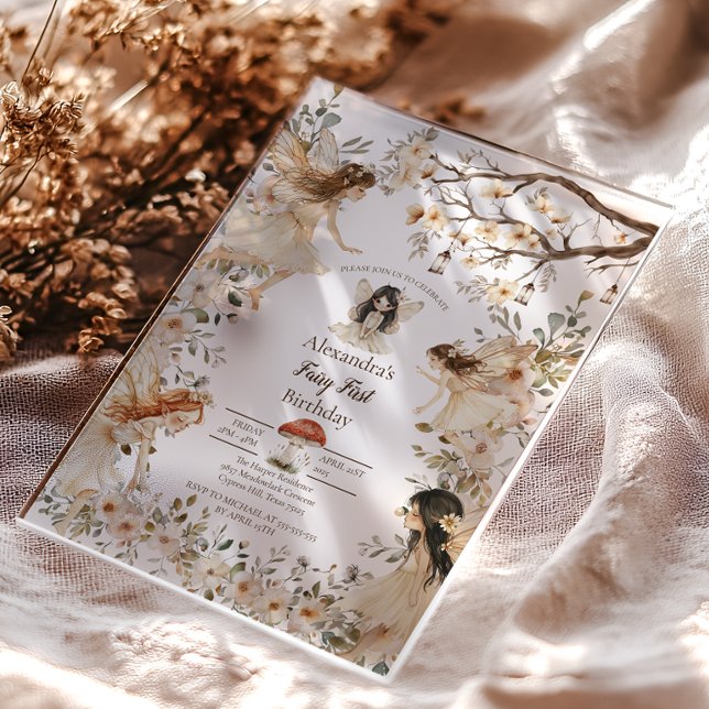 Fairy First Birthday Woodland Floral Invitation (Creator Uploaded)