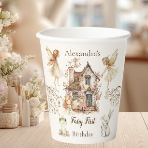 Fairy First Birthday Woodland Floral Paper Cups