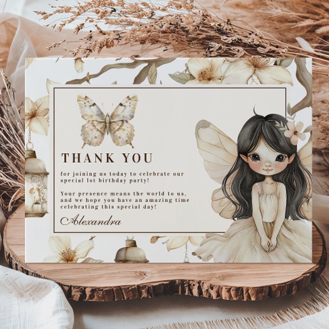 Fairy First Birthday Woodland Floral Thank You Card (Creator Uploaded)