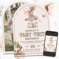 Fairy First Custom Photo Pink Sage 1st Birthday