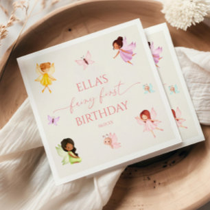 Fairy First Enchanted Fairies 1st Birthday Party Napkin