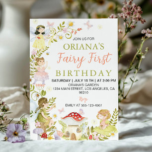 Fairy First Enchanted Forest Birthday Party Invitation