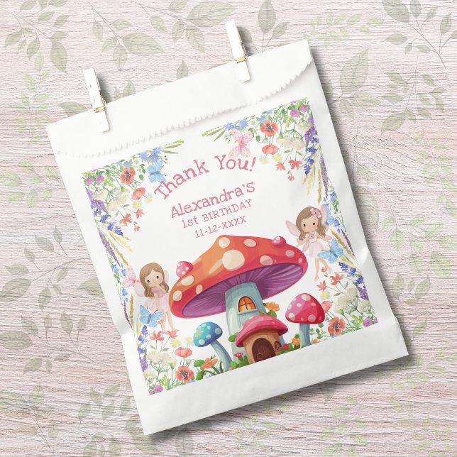 Fairy First Floral Girl 1st Birthday Thank You Favour Bags (Creator Uploaded)