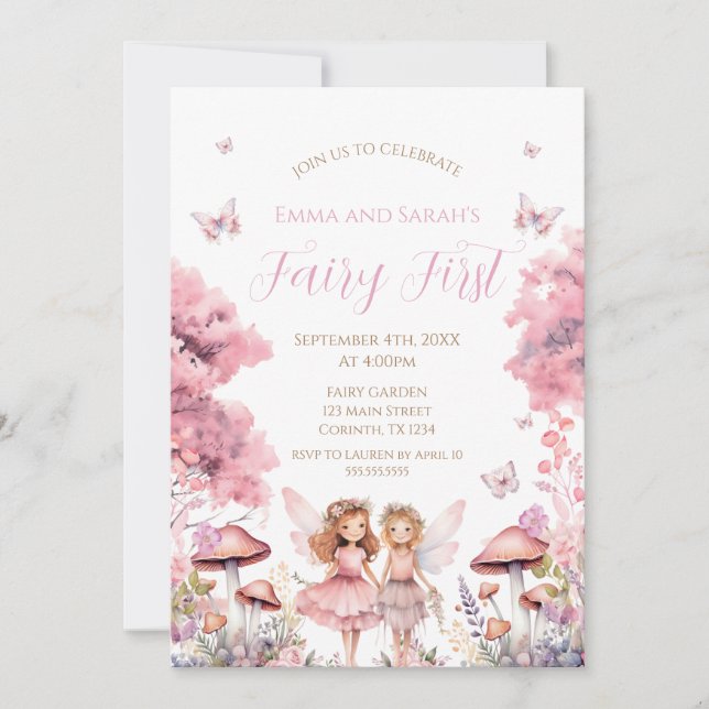 Fairy First garden birthday Party Invitation (Front)