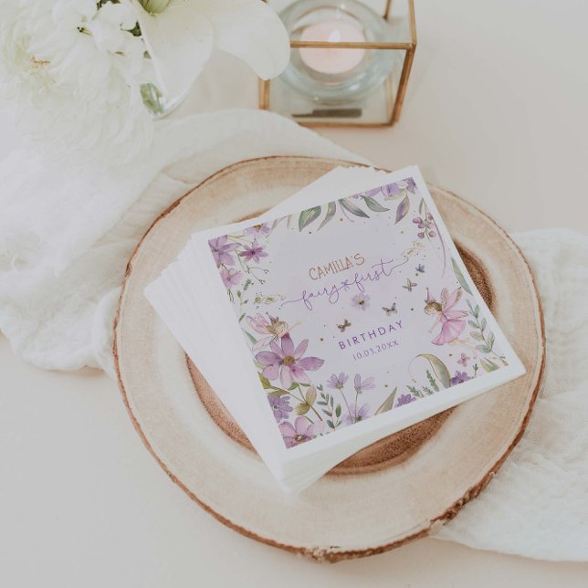 Fairy First Girl Birthday Party  Napkin (Creator Uploaded)