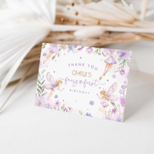 Fairy First Girl Birthday Party  Thank You Card