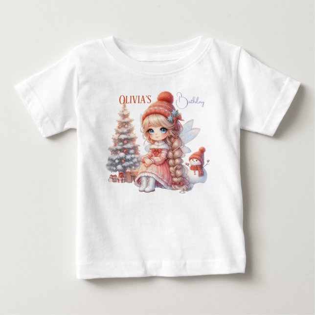 Fairy First Girl's 1st Birthday Baby T-Shirt (Front)