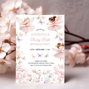 Fairy First Girls 1st Birthday Party Invitation